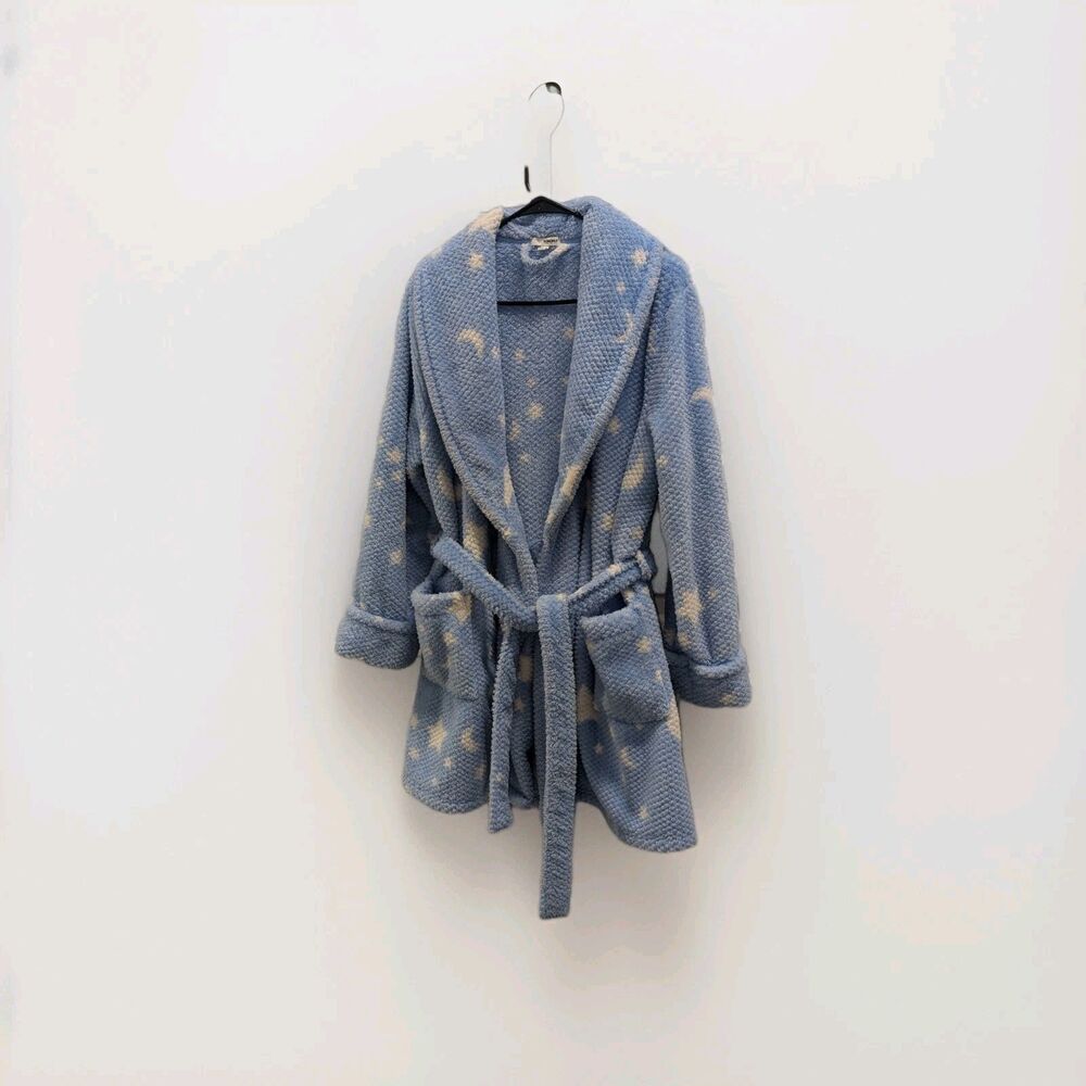 Sonoma Goods‎ For Life Blue Celestial Short Plush Wrap Robe Spa Relax Lounge - S